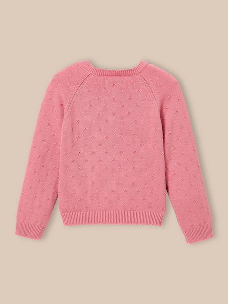 Cardigan  point fantaisie Ecru+Rouge theatre+Sorbet 14 - vertbaudet enfant 