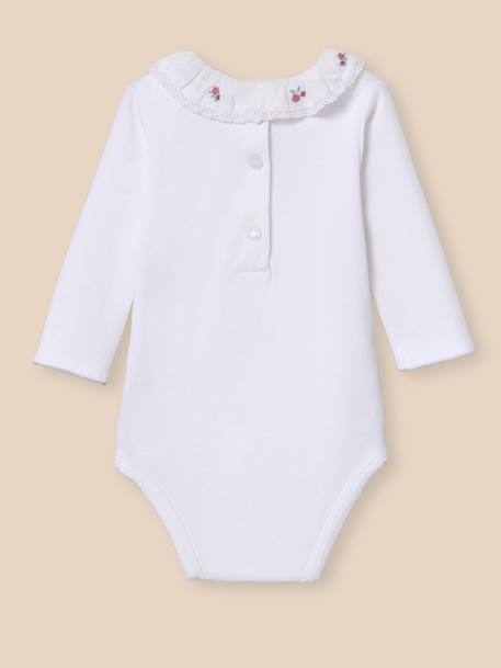 Body bébé col en broderie anglaise - coton biologique Blanc casse 4 - vertbaudet enfant 