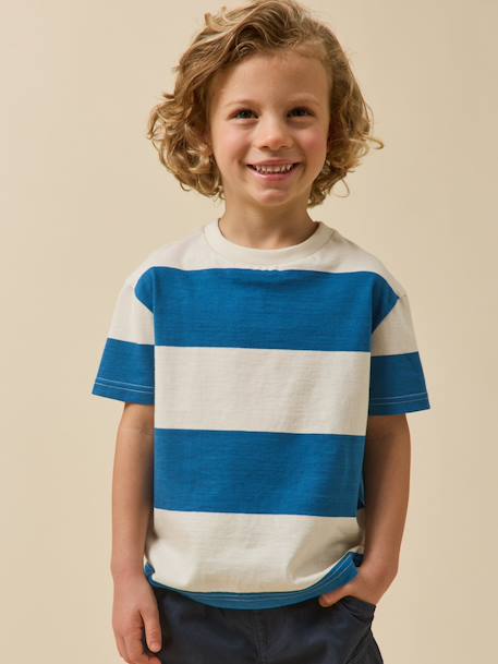 T-shirt rayée garçon - coton biologique Rayure bleue 1 - vertbaudet enfant 