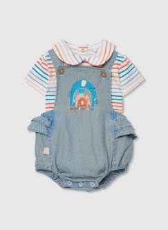 -Ensemble bébé body et salopette en denim