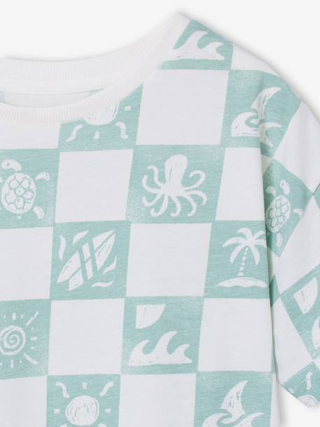 T-shirt manches courtes blanc+vert d'eau 10 - vertbaudet enfant 