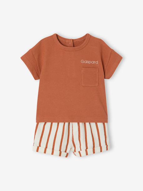 Ensemble short t-shirt à personnaliser noisette+vert sauge 9 - vertbaudet enfant 