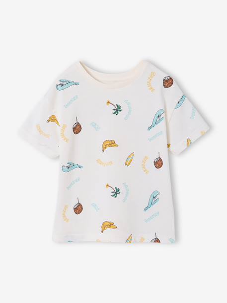 T-shirt manches courtes blanc+vert d'eau 2 - vertbaudet enfant 