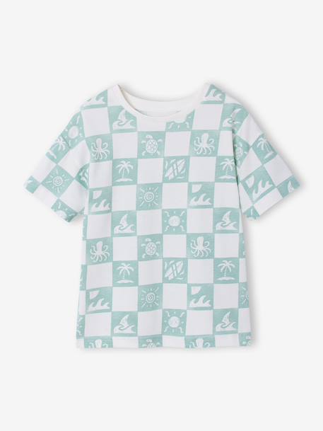 T-shirt manches courtes blanc+vert d'eau 8 - vertbaudet enfant 