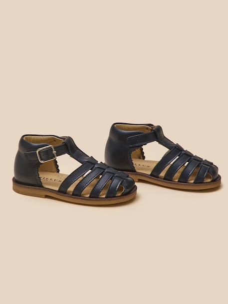 Sandales fisher en cuir bébé Marine 1 - vertbaudet enfant 