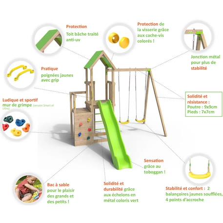 Aire de jeux en bois smart xperience trigano - 7 enfants Bois 5 - vertbaudet enfant 