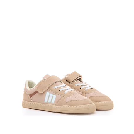 Sneakers filles synthétique lacets- fermeture adhésive barefoot Ocre+Rose clair 10 - vertbaudet enfant 