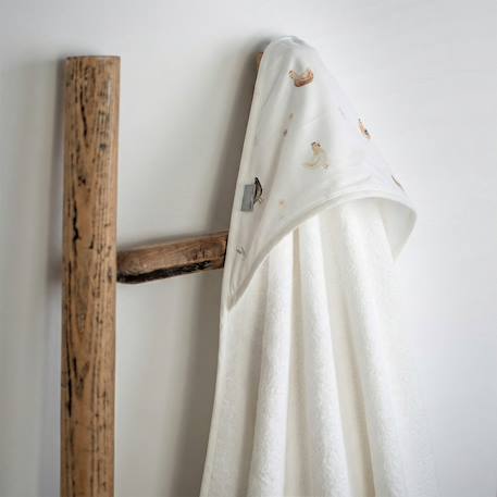 Ma première cape de bain en coton et bambou gallina Écru – motif poules champêtre 2 - vertbaudet enfant 