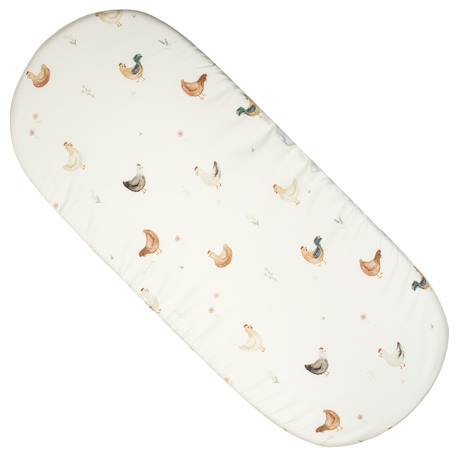 Drap housse couffin ovale gallina Écru – motif poules champêtre 3 - vertbaudet enfant 