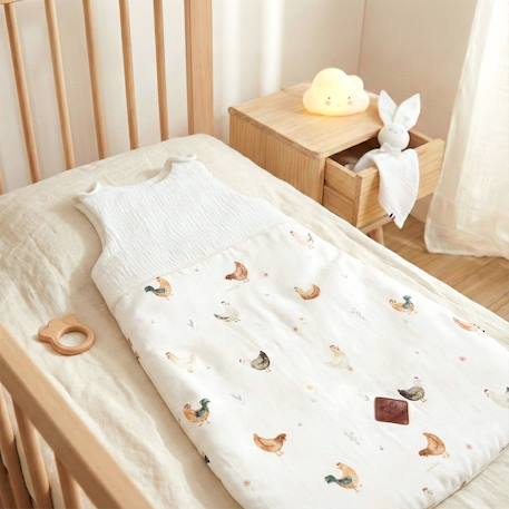 Gigoteuse sans manches tog 2 satin de coton gallina Écru – motif poules champêtre 3 - vertbaudet enfant 