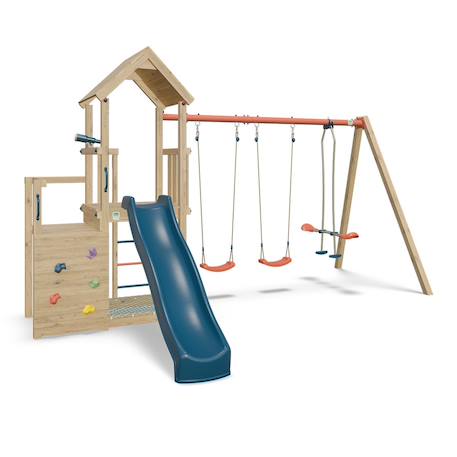 Aire de jeux avec toboggan xchange clever avec poutre métal 3 agrès pour enfants Bois 2 - vertbaudet enfant 