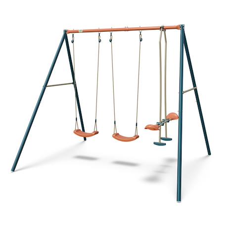 Portique métal 2,20 m axion teo - 4 enfants Bleu/corail 2 - vertbaudet enfant 