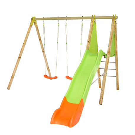 Portique balançoire poutre métal 2,30 m techwood arroba - 4 enfants Bois 2 - vertbaudet enfant 