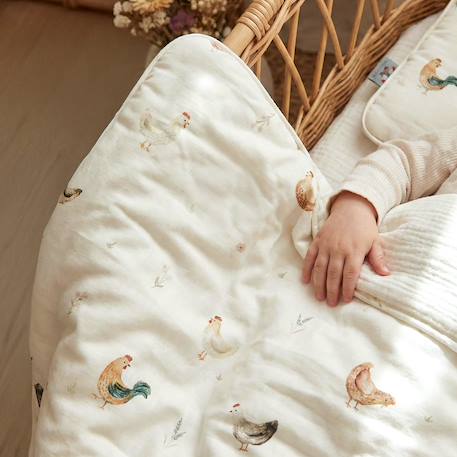 Set coussin et couverture pour berceau et couffin gallina Écru – motif poules champêtre 5 - vertbaudet enfant 