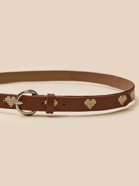Ceinture brodée en cuir fille Tan 4 - vertbaudet enfant 