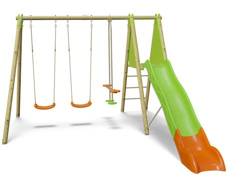 Portique balançoire techwood optima 2,30 m avec toboggan pour enfants Bois 2 - vertbaudet enfant 