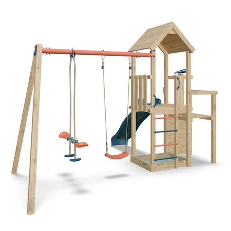 Aire de jeux avec toboggan xchange player poutre métal pour enfants Bois 4 - vertbaudet enfant 