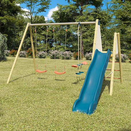 Portique balançoire avec toboggan et face à face – romy pour enfants Bleu 2 - vertbaudet enfant 