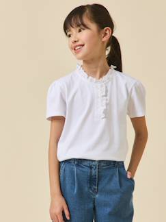 T-shirt  à col froufrou - collection junior  - vertbaudet enfant