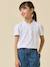 T-shirt fille à col froufrou - collection junior Ecru 1 - vertbaudet enfant 