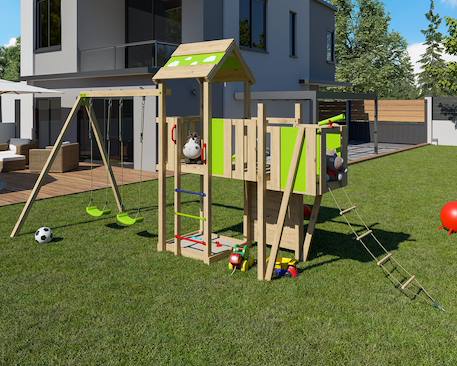 Aire de jeux avec toboggan 2,20 m starry xpression - 10 enfants Bois 4 - vertbaudet enfant 