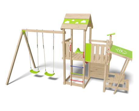 Aire de jeux avec toboggan 2,20 m zesty xpression - 12 enfants Bois 2 - vertbaudet enfant 
