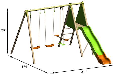 Portique balançoire techwood optima 2,30 m avec toboggan pour enfants Bois 3 - vertbaudet enfant 
