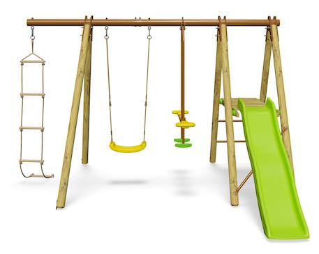Aire de jeux poutre métal 1,90 m, 5 enfants, techwood premium oreka pour enfants Bois 2 - vertbaudet enfant 