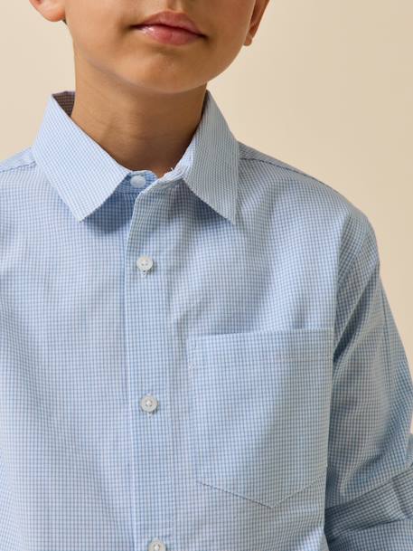 Chemise en micro vichy garçon. Bleu 3 - vertbaudet enfant 