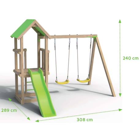Aire de jeux avec toboggan en bois easy xperience trigano - 6 enfants Bois 4 - vertbaudet enfant 