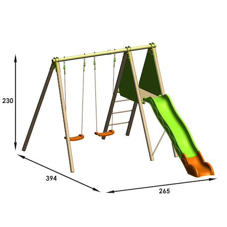 Portique balançoire poutre métal 2,30 m techwood arroba - 4 enfants Bois 3 - vertbaudet enfant 