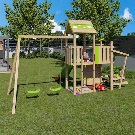 Aire de jeux avec toboggan 2,20 m zesty xpression - 12 enfants Bois 4 - vertbaudet enfant 