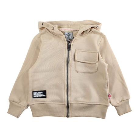 Veste sweat à capuche garçon imprimée Beige+Kaki 2 - vertbaudet enfant 