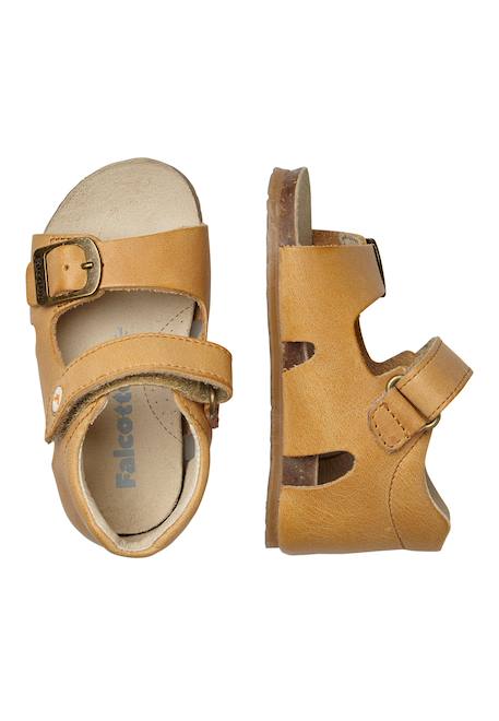 Sandales en cuir avec boucle et scratch bea Beige-+Bleu-+Gris-+Jaune-+Marine-+Marron-+Orange-+Rose-+Rouge- 34 - vertbaudet enfant 