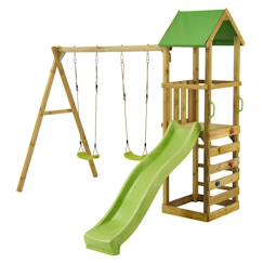 Jouet-Aire de jeux bois enfant : plateforme 120 cm avec toboggan walli