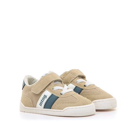 Sneakers garçon synthétique lacets- fermeture adhésive barefoot Blanc–bleu marine+Sable–bleu 10 - vertbaudet enfant 
