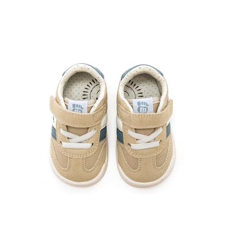 Sneakers garçon synthétique lacets- fermeture adhésive barefoot Blanc–bleu marine+Sable–bleu 8 - vertbaudet enfant 