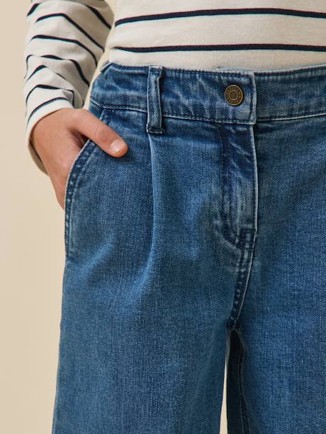 Pantalon large en denim - collection junior Denim bleach+Denim bleu 8 - vertbaudet enfant 