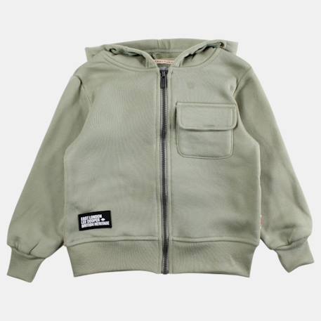 Veste sweat à capuche garçon imprimée Beige+Kaki 6 - vertbaudet enfant 