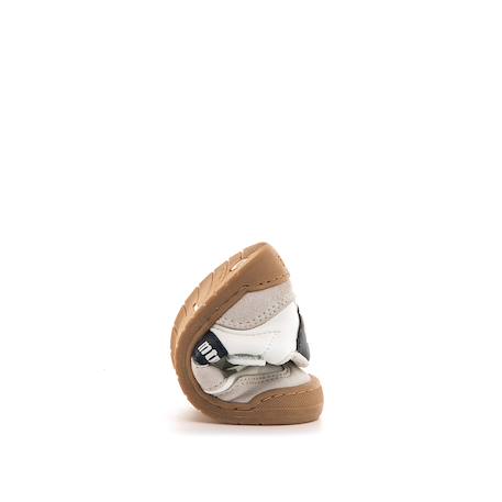 Sneakers garçon synthétique lacets- fermeture adhésive barefoot Blanc–bleu marine+Sable–bleu 3 - vertbaudet enfant 