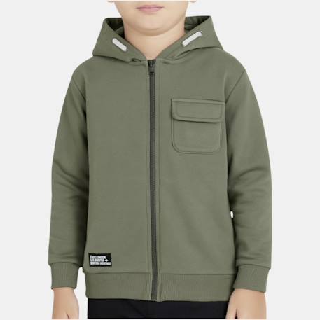 Veste sweat à capuche garçon imprimée Beige+Kaki 5 - vertbaudet enfant 