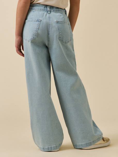 Pantalon large en denim - collection junior Denim bleach+Denim bleu 2 - vertbaudet enfant 