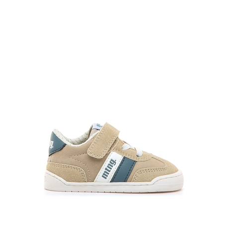 Sneakers garçon synthétique lacets- fermeture adhésive barefoot Blanc–bleu marine+Sable–bleu 7 - vertbaudet enfant 