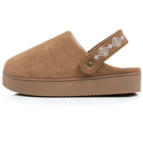 Chaussons mules suédine plateforme de 3,5 cm, confort mousse optimal Camel+Noir 4 - vertbaudet enfant 