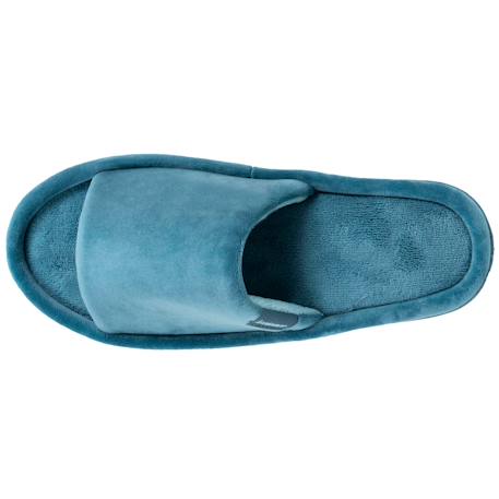 Chaussons mules ouvertes velours, plateforme 3,5 cm Bleucanard+Léopard blush 3 - vertbaudet enfant 