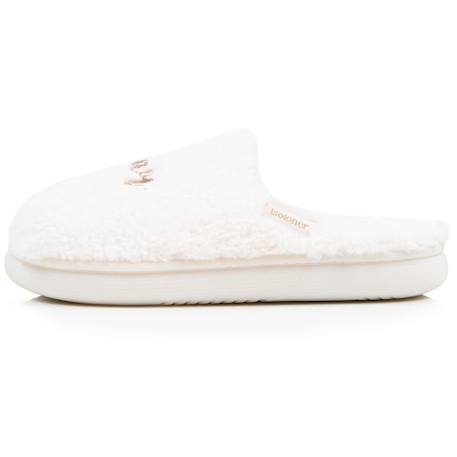 Chaussons mules matière sherpa, semelle bloup extra confort Ivoire+Léopard camel 4 - vertbaudet enfant 