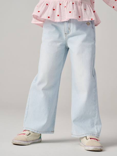 Jean fille large bleu moyen+denim black+denim bleached+denim brut+denim gris+stone 14 - vertbaudet enfant 