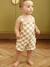 Salopette courte bébé molleton imprimé carreaux beige+rayé bleu 1 - vertbaudet enfant 