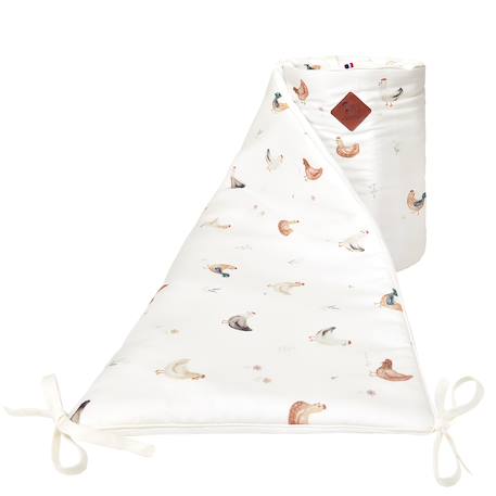 Tour de lit universel en gaze de coton gallina Écru – motif poules champêtre 1 - vertbaudet enfant 