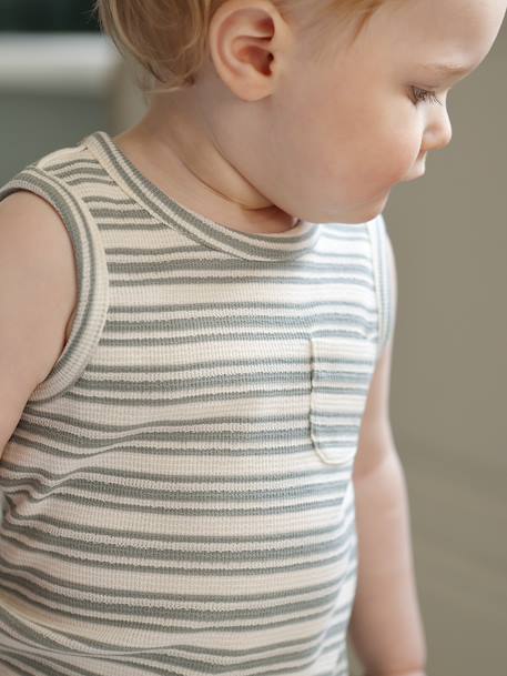 Bébé-T-shirt, sous-pull-Débardeur bébé garçon rayé coton bio
